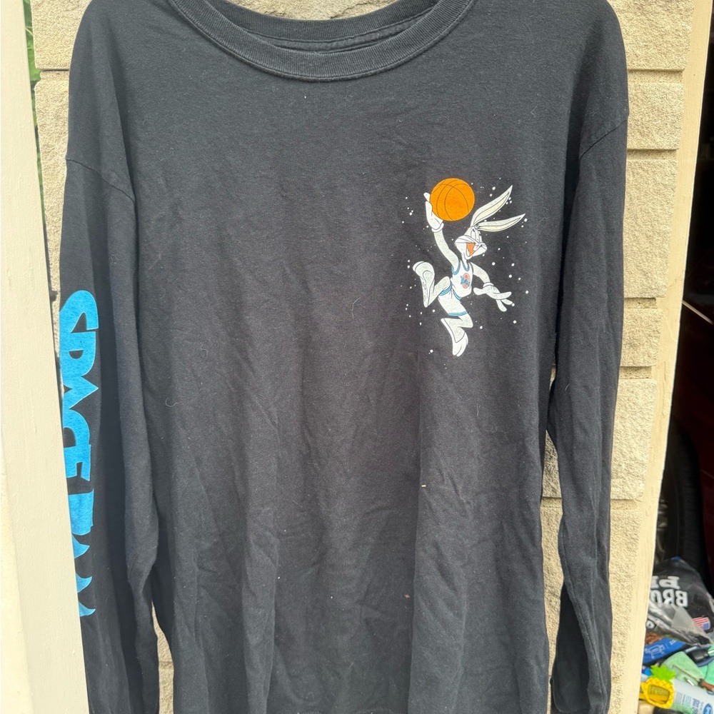 Black Looney Tunes Bugs Bunny Basketball Long Sleeve Tee